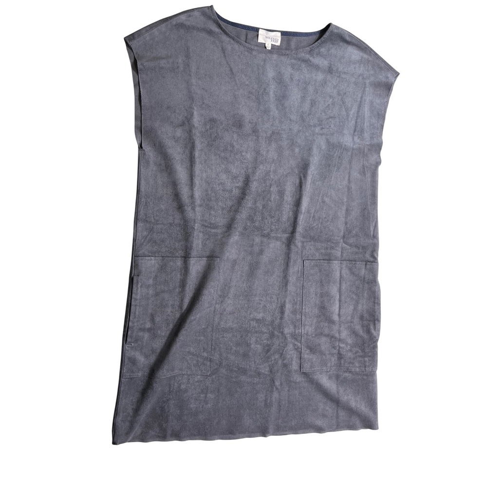 Wilfred Free Aritzia Dress Womens S Gray Suede Feel Shift Mini Pocket Casual